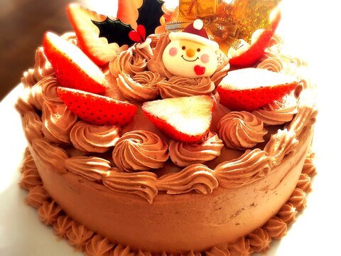 シフォン風ココアスポンジ♡チョコのクリスマスケーキ